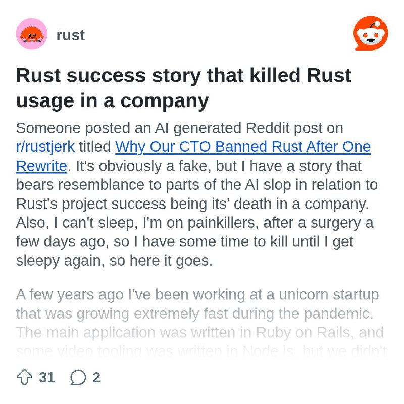 From the rust community on Reddit